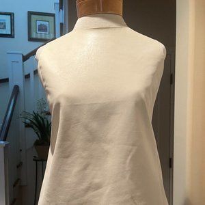 Vince Sleevless Ivory Leather/Silk Top